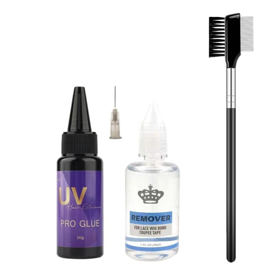 Super Fast Remover UV Hair Extension Tool Kit 30g UV Hair Glue Remover Replacement Accessories for Hair Styling Comb Invisible Hair Extensions