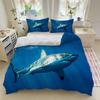 3pcs Shark Print Bedding Set - Blue Ocean Theme for Bedroom Decor Polyester Machine Washable All-Season Comfort Machine Washable