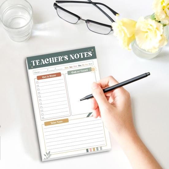 Bohemian Rainbow Teacher Notepad Gratitude Gift with To-Do Lists Contact Log & Notes Section Inspirational Planner for Educators