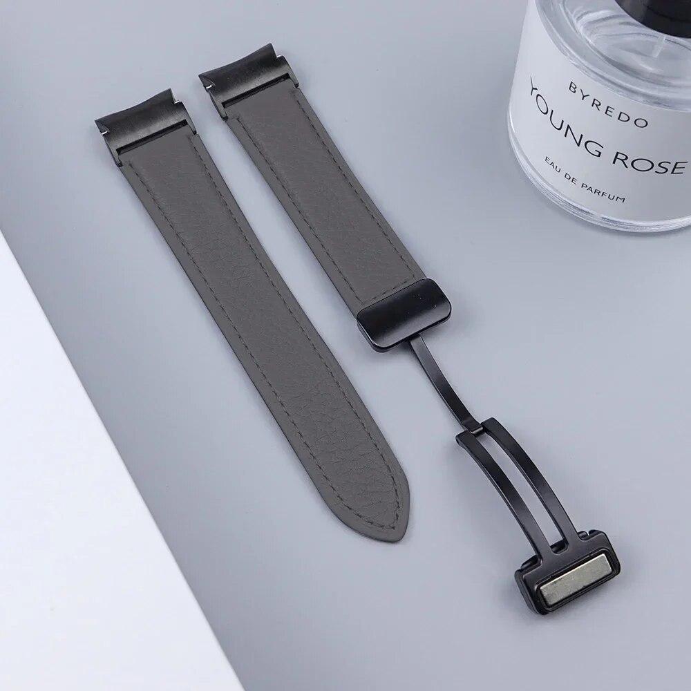Quick Fit Leather Strap For Samsung Galaxy Watch 6Classic 43mm 47mm 6/5/4 40mm 44mm Magnetic Buckle for Watch 5pro 45mm Leather Band