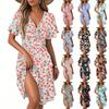 Women's Casual Fashion Dress Vintage Floral Floral Short Sleeve V-neck Dress