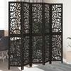VidaXL Room Divider 5 Panels Black Solid Paulownia Wood, Privacy Screen, Room Partition Panel, 358759