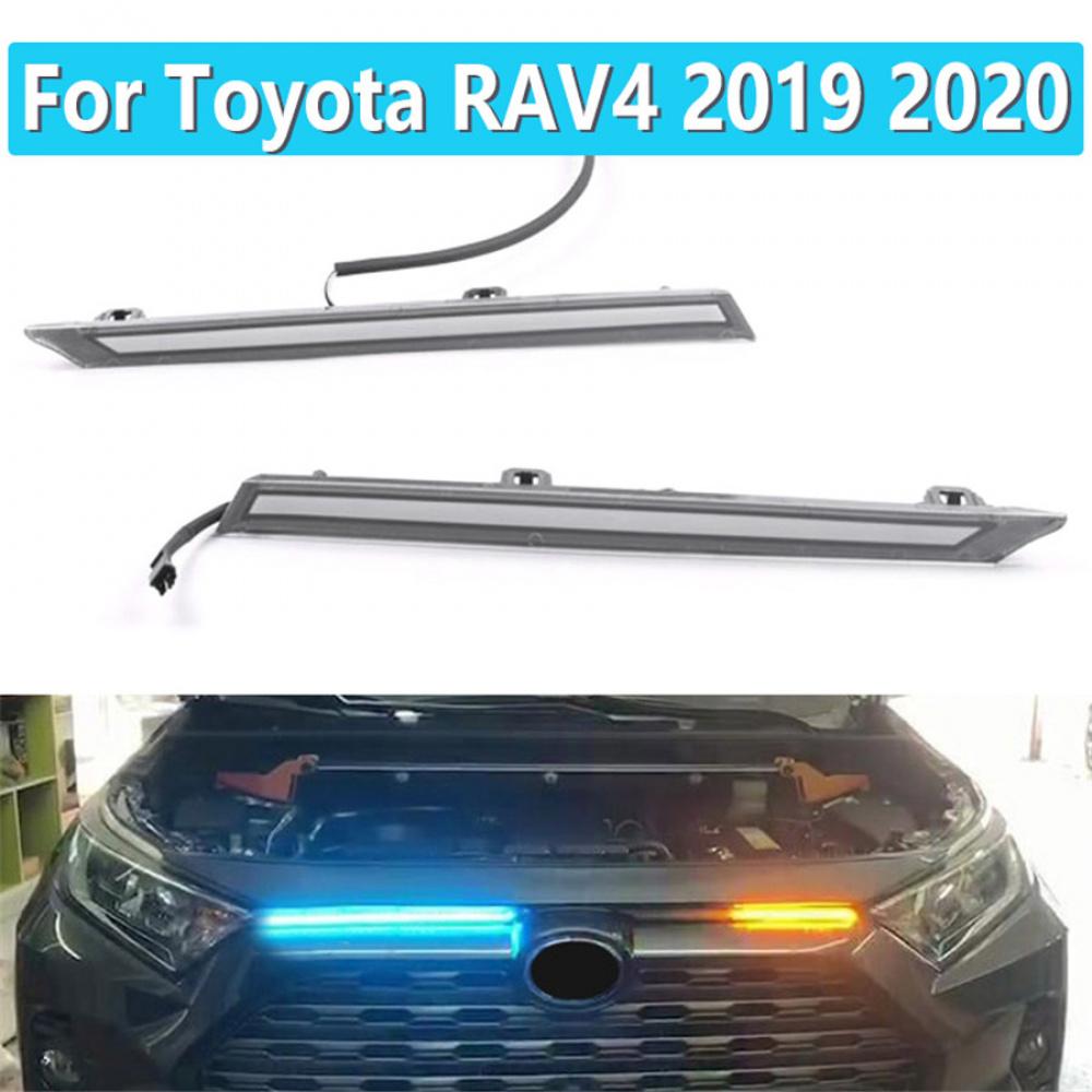 Front Led Running Lights With Three Colors For Toyota Rav42019-2020 Drl Turn Signal
