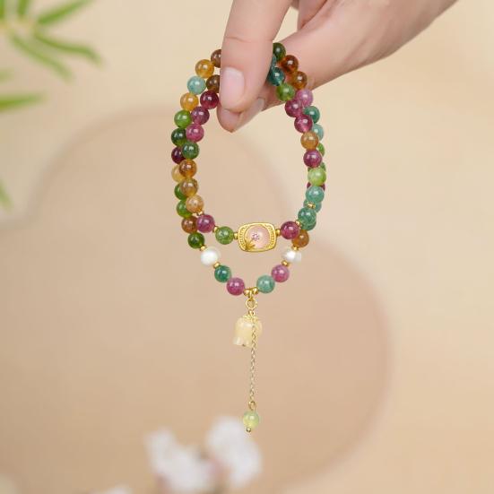 Women Bracelet Colorful Smooth Vintage Aexquisite Elastic Luxury Lightweight Bracelet Release Stress Enhance Well-being Lady Lightweight Bracelet