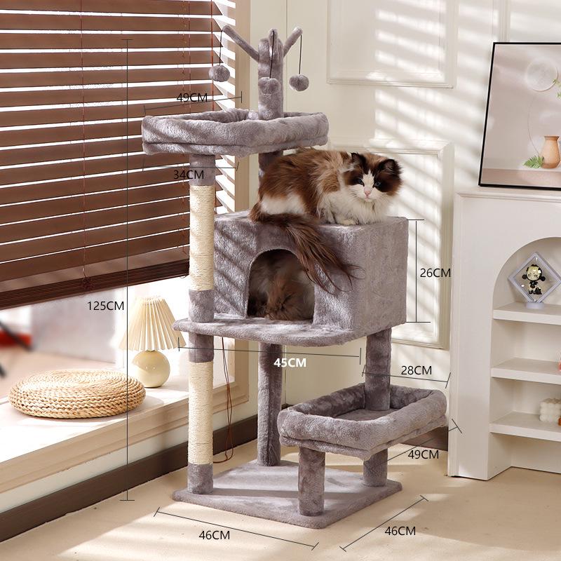 Compact Cross-Border Cat Climbing Frame: Large Cat Tree with Integrated Cat Nest, Space-Saving Design, Foreign Style