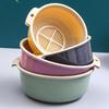 Dual-Layer Round Plastic Vegetable Drain Basket & Colander - Kitchen Wash Basin