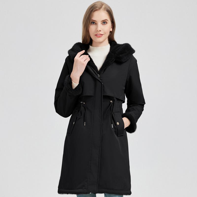 Fashion Winter Coat Female Long Parkas Hooded Can Be Worn On Both The Inside and Outside Loose Thick Warm Women's Faux Fur Jackets