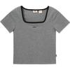 Levis SS24 Summer Collection Letter Jacquard Square Neck Comfortable Short Sleeve T-Shirt Women T-Shirts Gray 0019T-0002