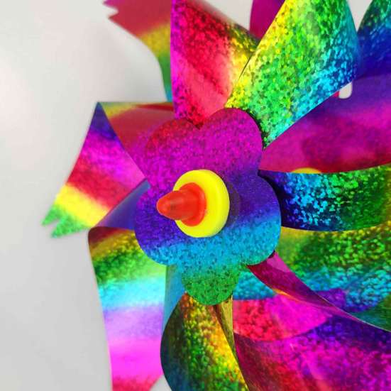 Reflective Pinwheels with Stakes Bird Repellent Wind Spinner Scare Birds Animals Away Multicolor Glittery Pinwheels for Garden Yard Lawn Porch