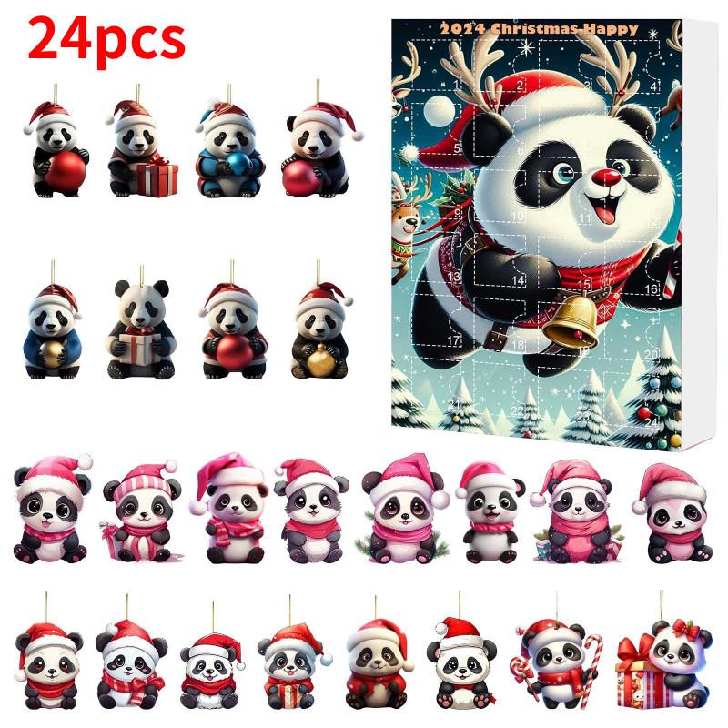 Panda Christmas 24pcs Blind Box Advent Calendar Acrylic Pendant Keychain Gift