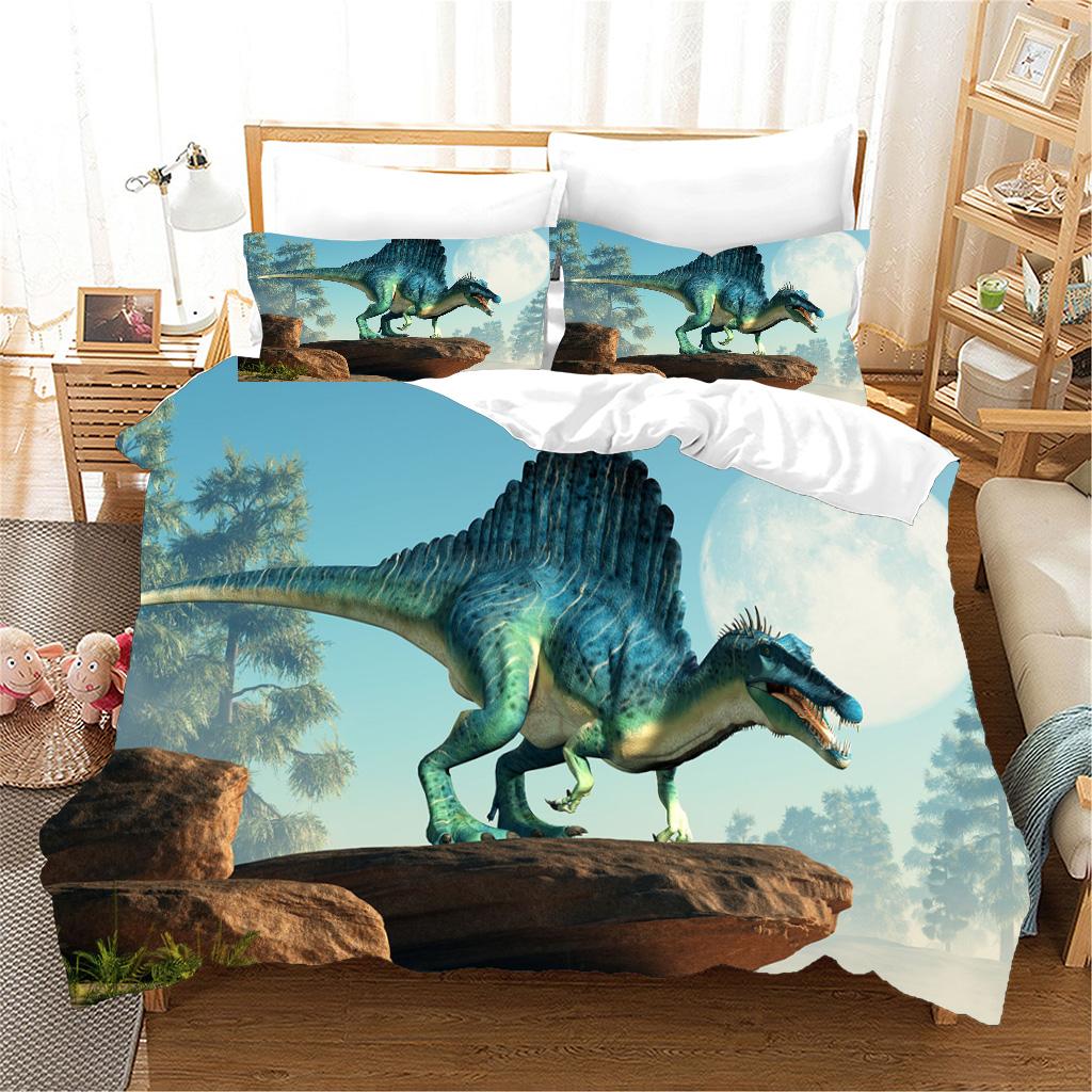 3pcs Bedding Sets 3d Dinosaur World Tyrannosaurus Rex Kids Child Microfiber Polyester Bed Duvet Cover Set And 2pcs Pillow Cover