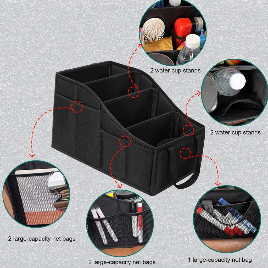 Foldable Car Trunk Organizer Box 46*25*15*27cm Large Capacity Storage Bag With Oxford Fabric For Toys Tools Emergency Stuff