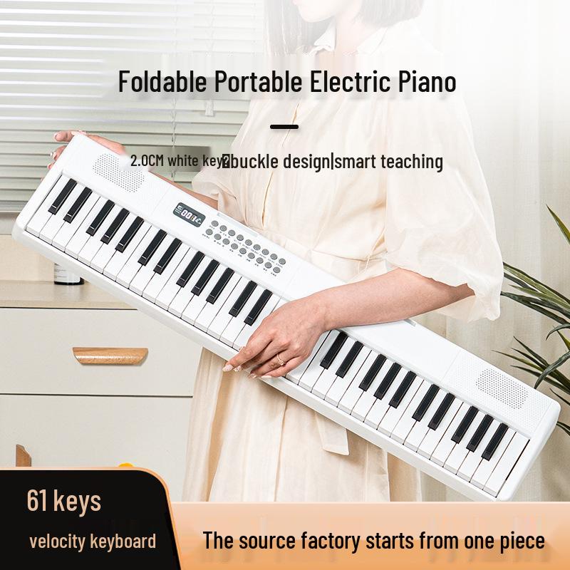 61-Key Rechargeable Folding Piano for Beginners & Kids