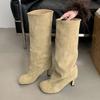 Winter Street Style Round Toe Knee-High Women Boots Punk Thin High Heels Shoes Female Long Booties  De Mujer