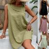 Solid Sleeveless Dress for Women Irregular Neck Slim A-line Dress Casual Fashion Loose Short Dress Summer Breathable Lightweight Comfortable Dress