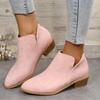 Four Seasons Foreign Trade Large Size Women's Shoes British Style Solid Color Pointed Casual Back Zipper Low Heel Thick Heel Single Shoes Women