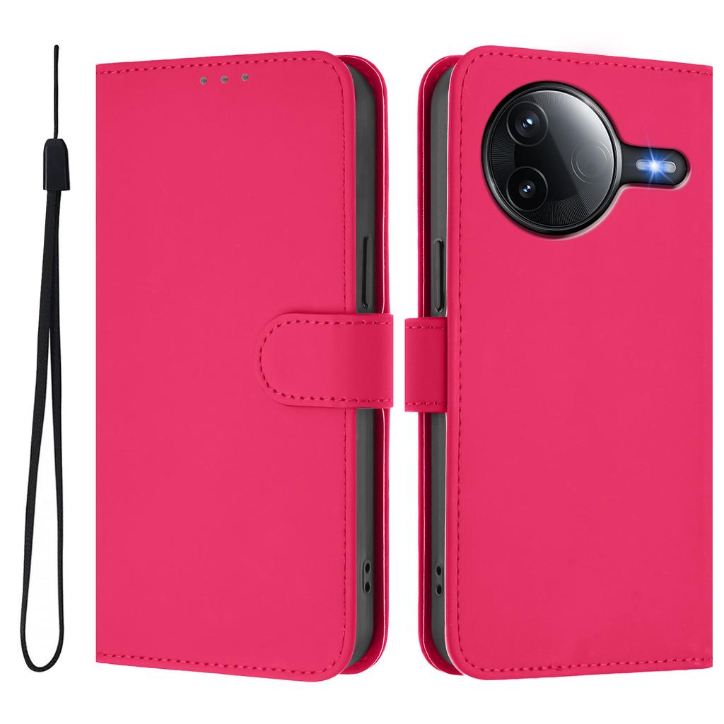 For Xiaomi Poco F7 Pro 5G/Xiaomi Redmi K80 5G/Xiaomi Redmi K80 Pro 5G/Xiaomi Poco F7 Ultra 5G Case Solid Color Wallet Leather Phone Cover with Strap