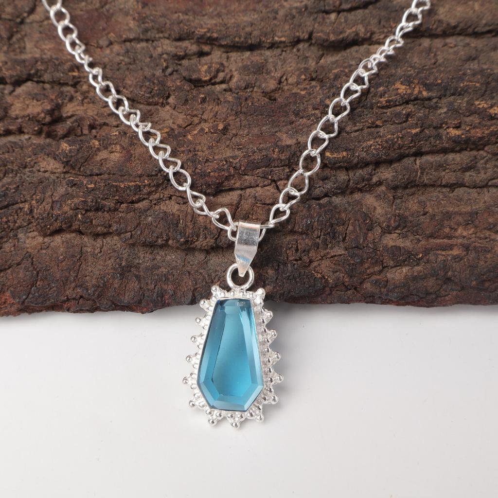 Swiss Blue Topaz Stone 925 Silver Daughter Gift Engagement New Pendant Jewelry PP-54-7
