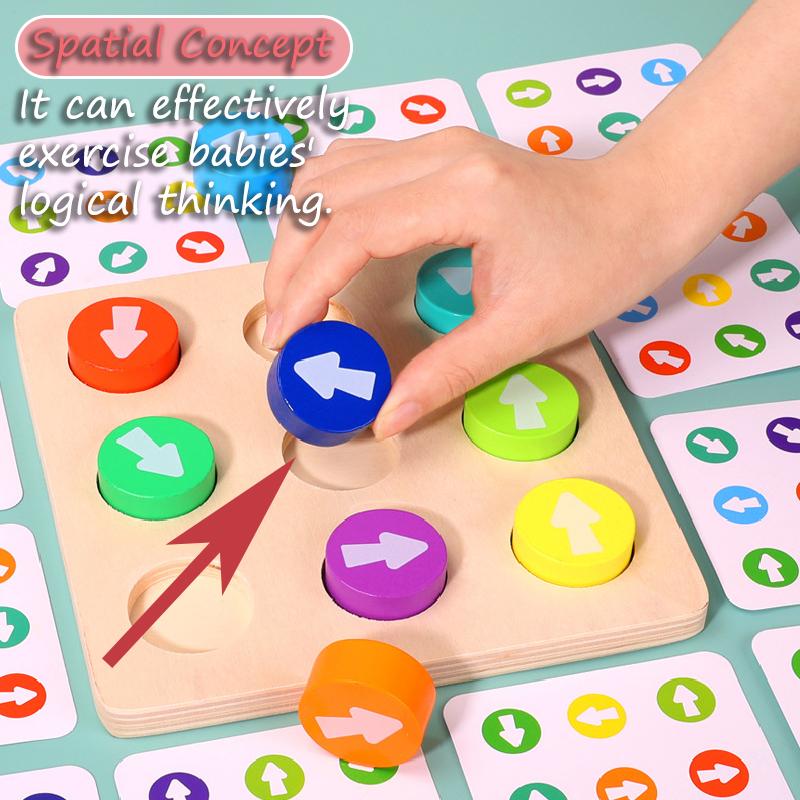 Children Montessori Wooden Toy Arrow Direction Color Sensory Matching Game Logical Thinking Toddler Early Education Puzzle Board