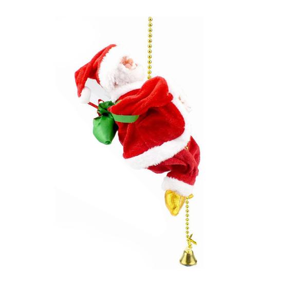 Santa Claus Musical Climbing Rope Electric Climbing Santa On Rope Climbs Up And Down Christmas Hanging Decoration for Xmas Tree Fireplace Home Decor