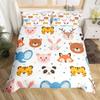 Kid Zoo Animal Duvet Cover Cute Wildlife Giraffe Bedding Set Cartoon Lion Hippo Turtle Yak Comforter Cover Polyester Quilt Cover