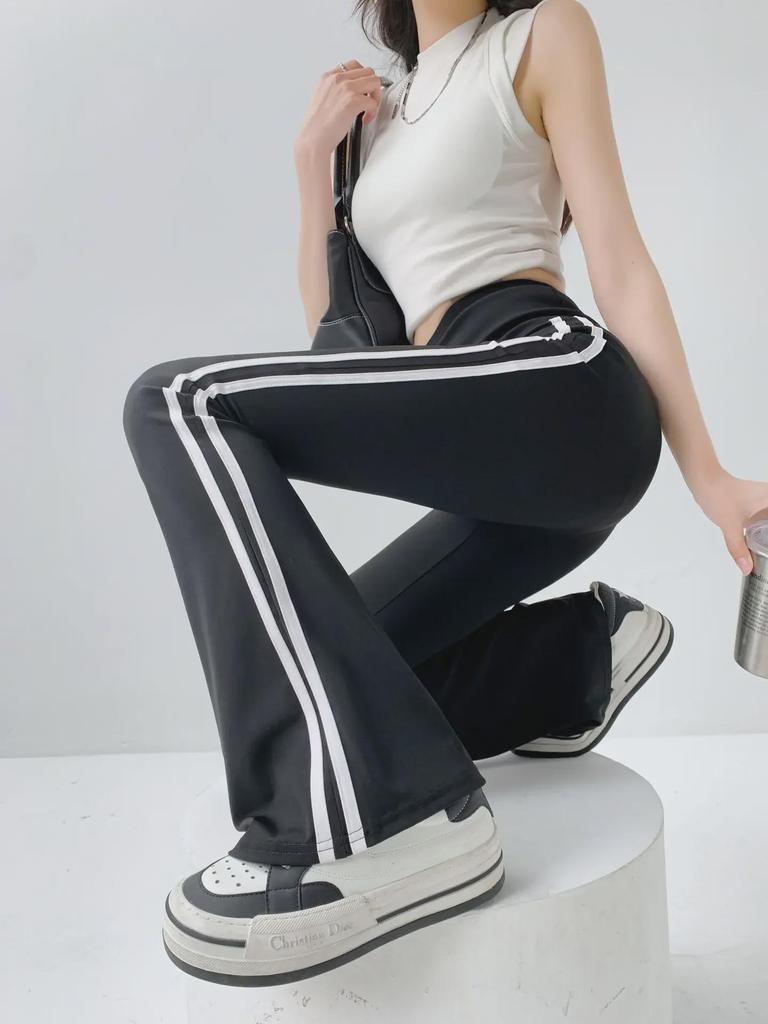 Women's High-Waist Striped Yoga Pants - Summer 2024 Sun Protection Sportswear