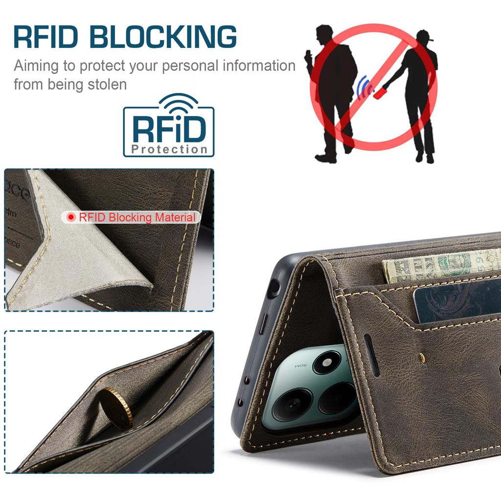 Premium Vintage Leather Wallet Case for Redmi Note 9-14 Series & POCO M2/M5S/X5/X7 - Flip Cover, Card Slots, Shockproof Retro (4 Colors)