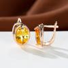 Gold Color Wedding Drop Earrings Charm Birthstone Hoop Earrings Yellow Color Oval Stone Earrings for Women