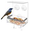Kitchen Window Acrylic Hanging Wild Bird Feeder House with Strong Suction Cups Flat Roof for Outside Bluejay Chickadee