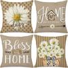 Easter Decoration Spring Sunflower Linen Throw Pillow Cover Car Sofa Lumbar Pillow Cushion