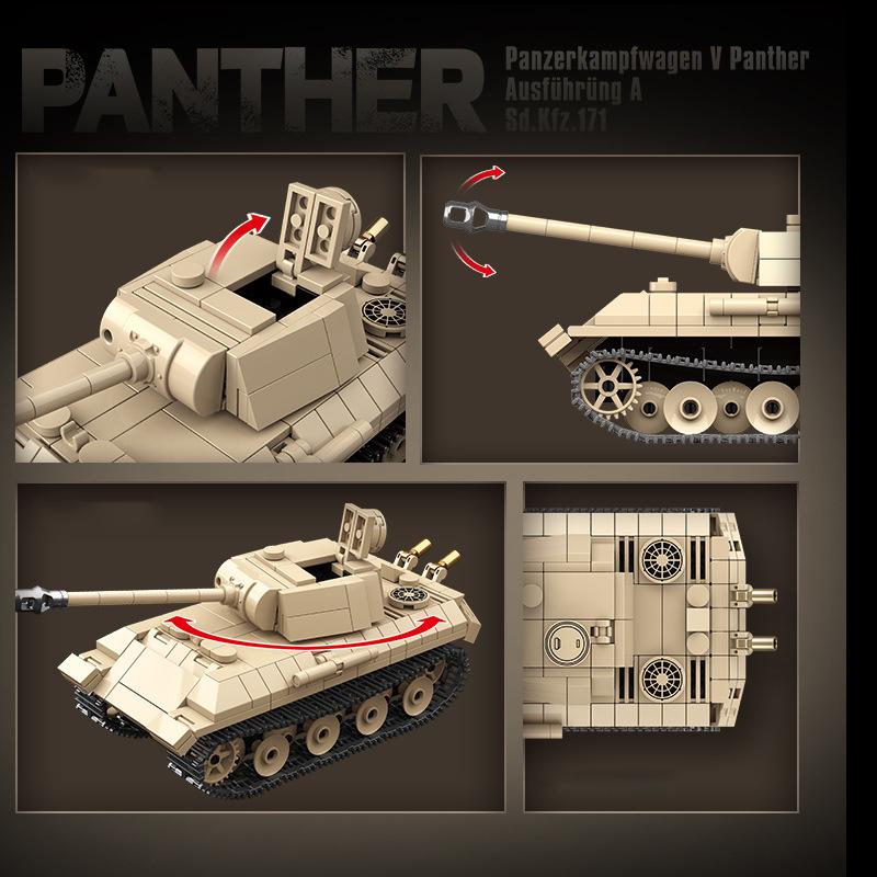 Ww2 Military World War German Leopard Medium Tank Building Blocks Bricks Kid Educational Toys for Children Boy Christmas Gifts