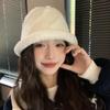 Plush Bucket Hat Women's Big Head Circumference Basin Hat Fashionable Versatile Winter Warm Bucket Hat
