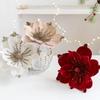 24cm Christmas Tree Flower Christmas Poinsettia Glitter Flower Hanging Xmas Party Tree Home Decoration
