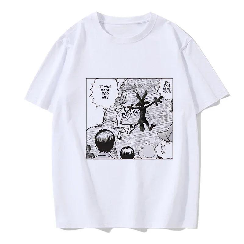 Unisex Funny Wile E Coyote Tee Shirt Unisex Women Cartoon Casual T-shirt Graphic EU Size Tops Streetwear Y2k Tshirt Hip Hop Gothic Clothes