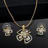 American Flower Diamond Gold Plated Women's Necklace Set