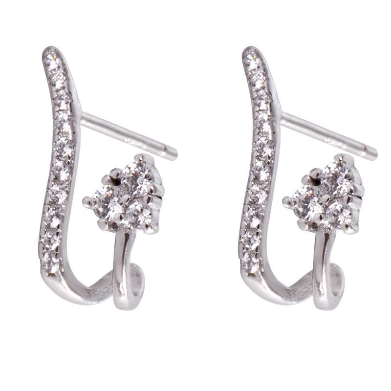 Banyan Tree S925 Silver U-Shape Diamond Luxury Earrings for Women - Korean Niche Cold Style
