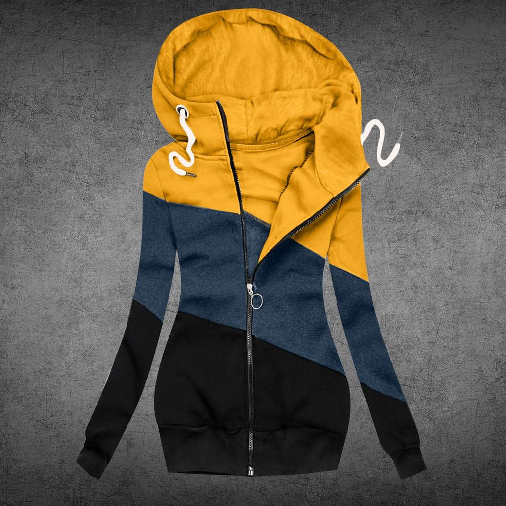 Женская зимняя повседневная цветная куртка на молнии, толстовка с длинным рукавом, пальто