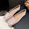 Flat Shoes Women Flats 43 Square Sequined Flat Sole Single Shoe Bow Shallow Mouth Women's Shoes Silver Flat Sole Ballet Shoes