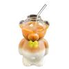 Bear Glass Cup with Straw 320ml Juice Milk Tea Smoothies Drinking Cup Reusable Coffee Cocktails Tumbler
