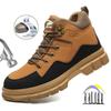 Fashion Waterproof Men Safety Work Boots Steel Toe Anti Smashing Sneakers High Temperature Resistant Welding Shoes