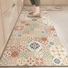 Waterproof Leather Kitchen Carpet, PVC Floor Mats, Plant Pattern, Anti-Slip Decorative Large Area Rug, Home Anti-Oil Rugs