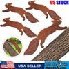 Rusty Running Squirrel Decor To Screw In Wood,Metal Art Ornament Exquisite Animal Sculpture Tree Stake Decoration for Home Garde
