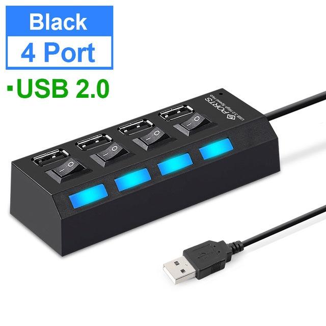 USB 2.0 Hub Multiport USB Splitter Power Adapter 4/7 Port Multi Extender Fast Charger Cell Phone Charger