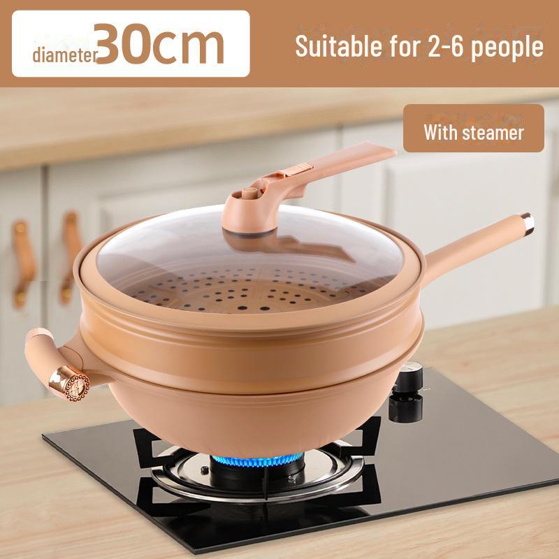 Бездымная керамическая газовая плита с антипригарным покрытием и индукционная сковорода