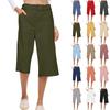 Women's Solid Color Cotton And Linen Fashionable Loose High Waist Cropped Casual Pants