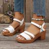 Vintage Woven High Heels Sandals Women Summer Ankle Buckle Platform Gladiator Sandalias Woman Lightweight Thick Sole Sandles