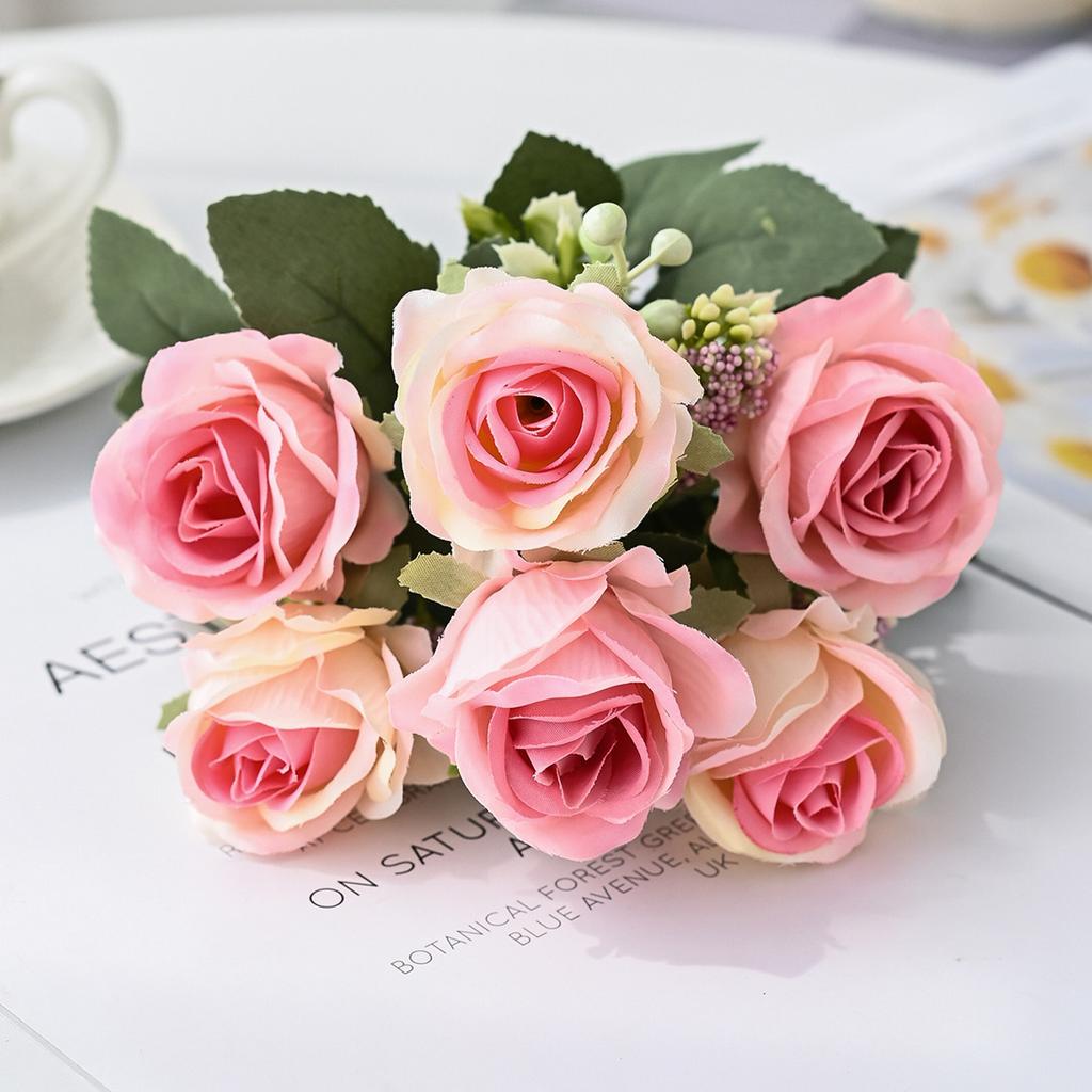 Artificial Flowers Silk Rose Bouquet For Festival Garden Home Table Vase Wedding Bridal Bouquet Decorati Diy Stage Prop Hotsales