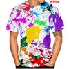 Popular Summer Men's Printed T-shirt, Spray Painted Pattern T-shirt, Round Neck, Large Size, Comfortable Short Sleeved Top, Casual Sports