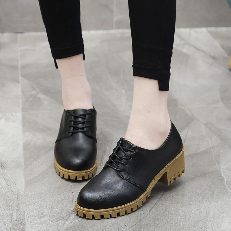 2025 Summer New Retro Thick Heel Women's Shoes Korean Version Student Medium Heel Lace-up Single Shoes Female Manufacturer