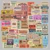 50pcs Retro Doodle Ticket Label Stickers for High-End Journaling Back To School